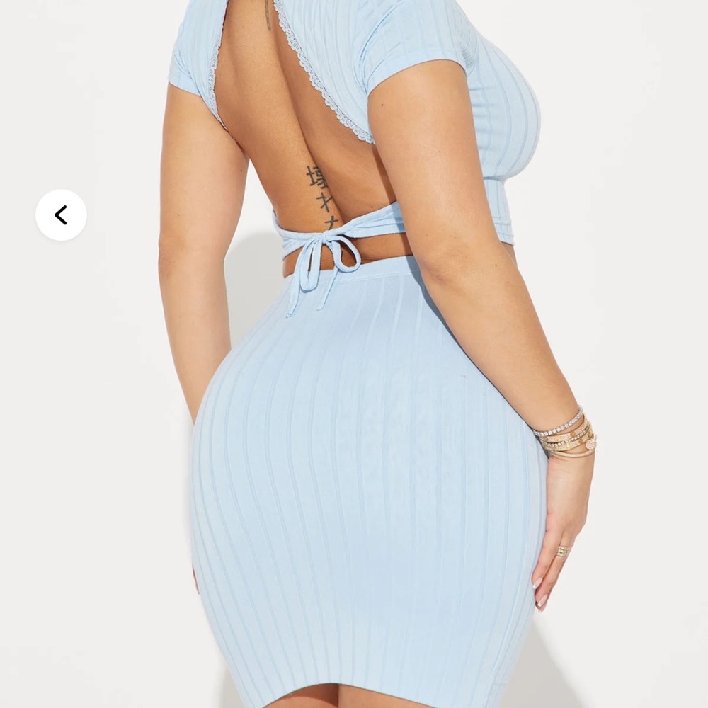 Fashion Nova Sky Blue Backless Dress